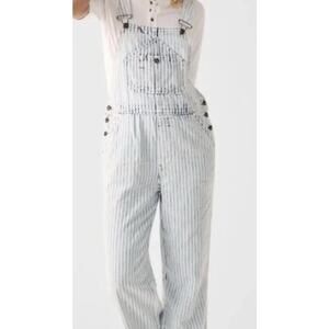 NEW! Faherty Topsail Med. Railroad Stripe Overalls $178 Carpenter Bib Soft Fade